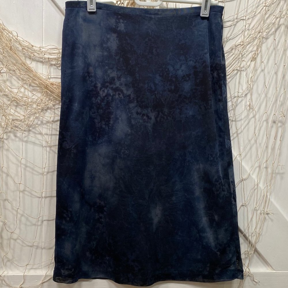 Blue Marbled Straight Skirt